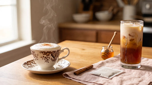 Chai latte recipe and iced dirty chai made from one Classic Chai sachet
