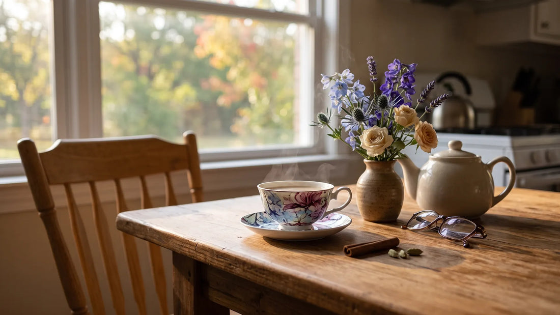 Comfort in a cup of tea on a San Antonio kitchen table in early September