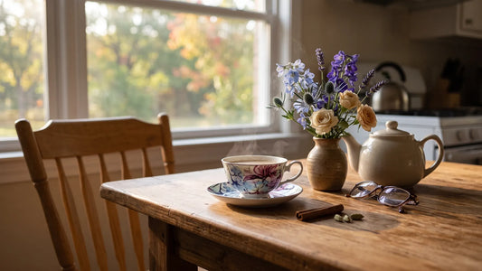 Comfort in a cup of tea on a San Antonio kitchen table in early September