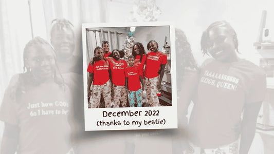 Erica Powers and her family at Christmas, the story behind A Tea Party In A Box