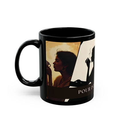 Inspirational Coffee Mug — "Pour Into Yourself" Black Ceramic Tea & Coffee Cup
