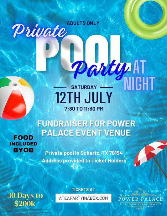 Private Pool Party At Night - Power Palace Fundraiser