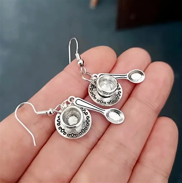 Silver Teacup and Spoon Earrings