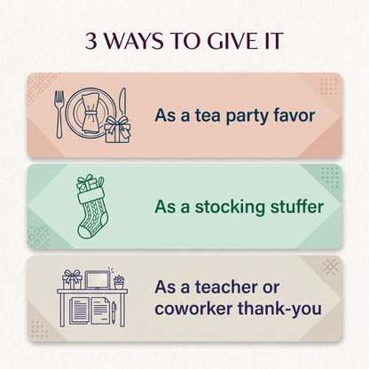 3 ways to give the Mini Teapot Sampler: as a tea party favor, a stocking stuffer, or a coworker thank-you