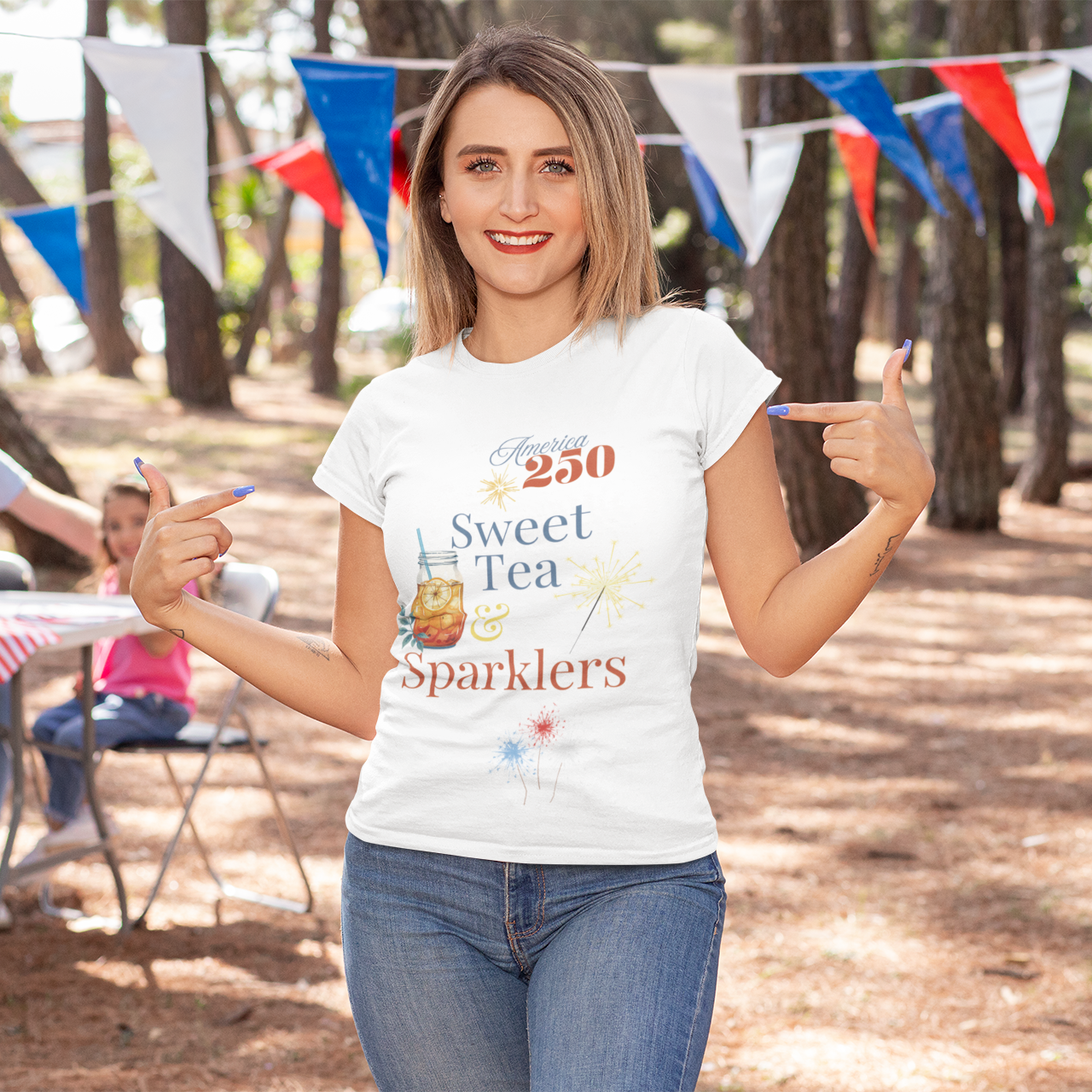 Sweet Tea & Sparklers America 250 Fourth of JulyT-shirt
